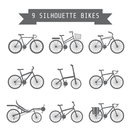 Conjunto de silhueta de bicicleta  Ilustração