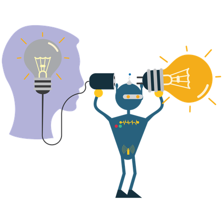 Connect idea with Robot  Illustration
