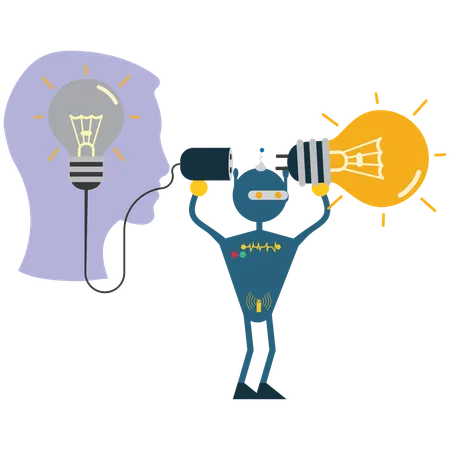 Connect idea with Robot  Illustration