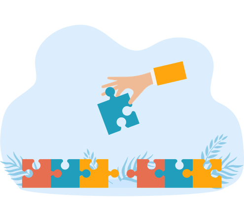 Connect puzzle pieces together  Illustration