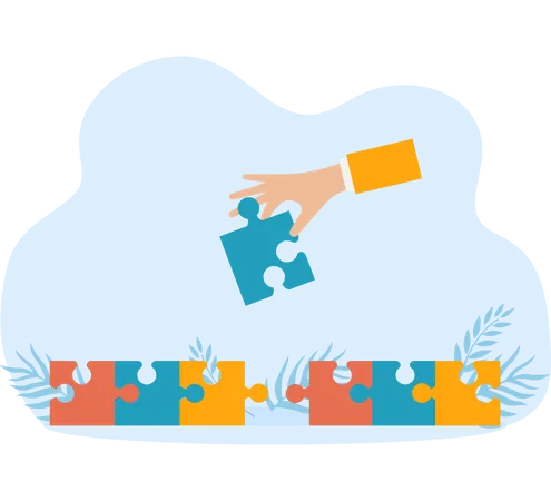 Connect puzzle pieces together  Illustration