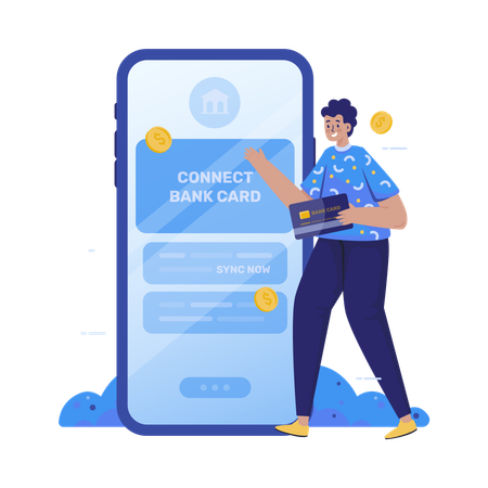 Connect to bank card  Illustration