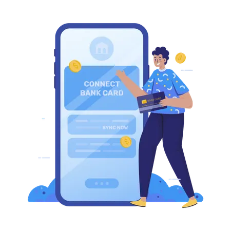 Connect to bank card  Illustration