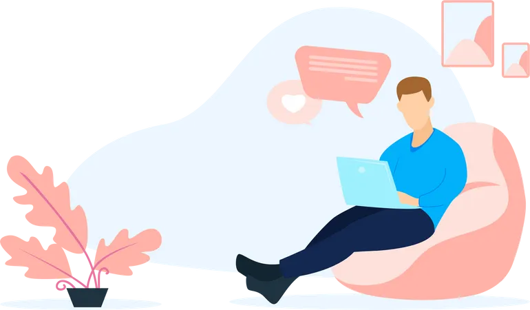 Connect With A Friend Via Social Network In A Laptop Illustration