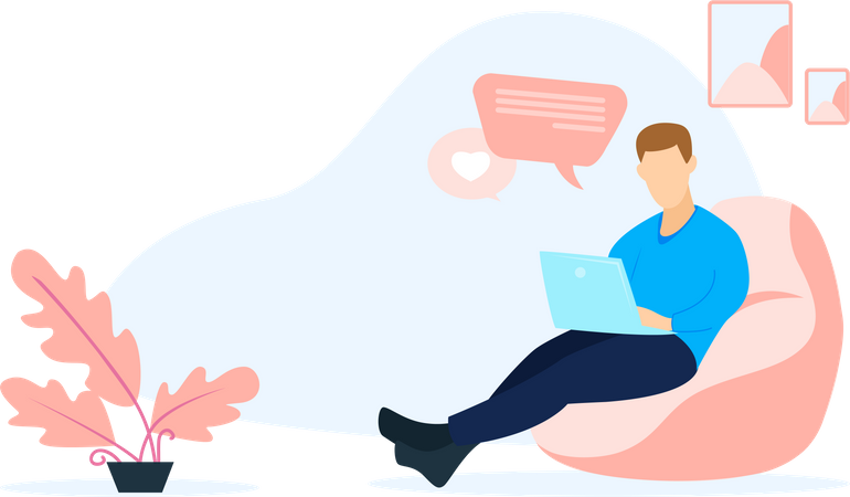 Connect with friend via social network  Illustration