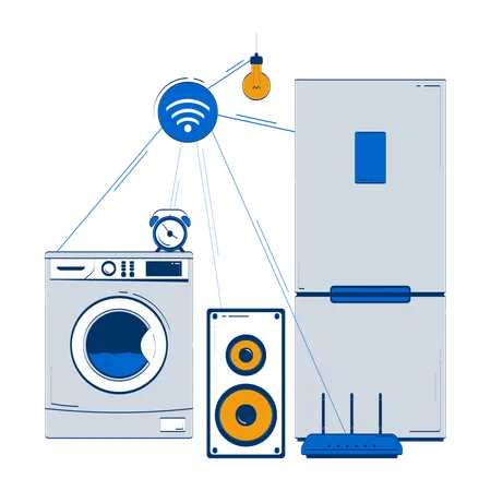 Connected via Wi-Fi smart home appliances  Illustration