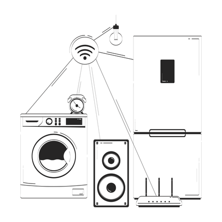 Connected via Wi-Fi smart home appliances  Illustration