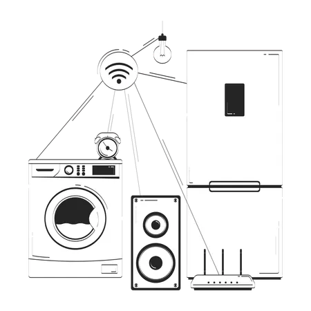Connected via Wi-Fi smart home appliances  Illustration