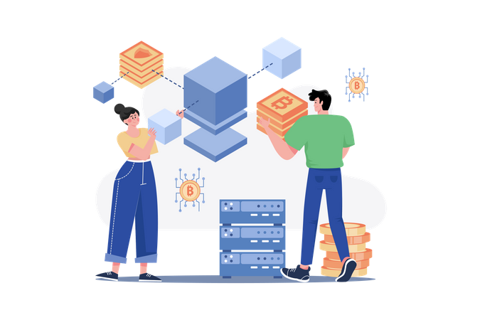 Connecting Blocks In Blockchain Technology  Illustration