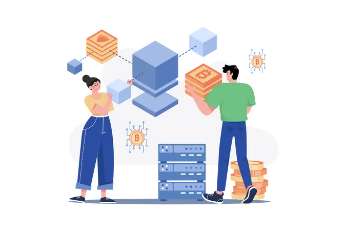 Connecting Blocks In Blockchain Technology  Illustration