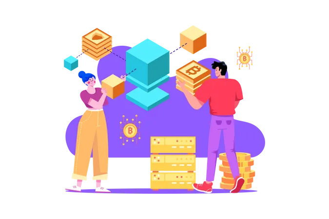 Connecting Blocks In Blockchain Technology  Illustration