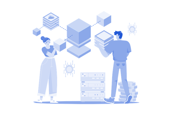 Connecting Blocks In Blockchain Technology  Illustration