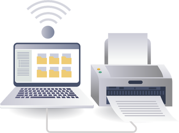 Connecting Computer and Printer Networks  Illustration