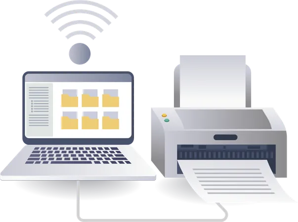 Connecting Computer and Printer Networks  Illustration