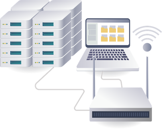 Connecting Computer Server Data Networks  Illustration