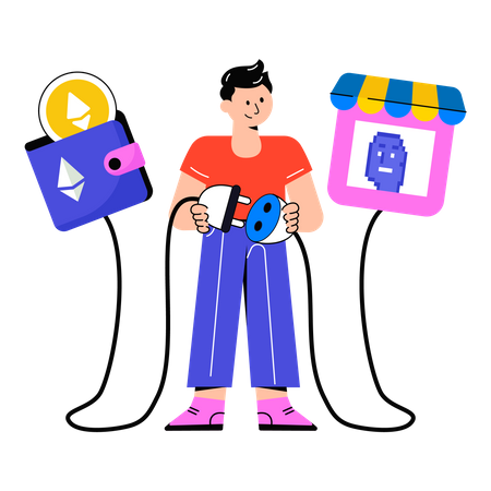 Connecting Digital Wallet To Nft Market  Illustration