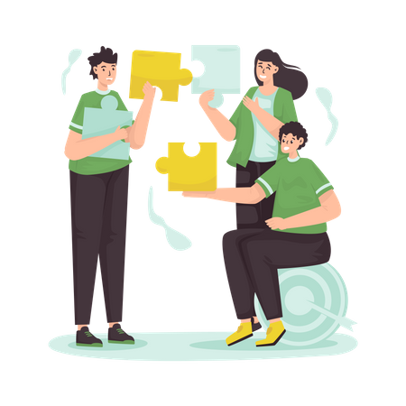 Connecting puzzle pieces  Illustration