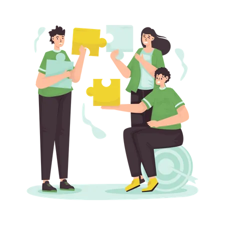 Connecting puzzle pieces  Illustration