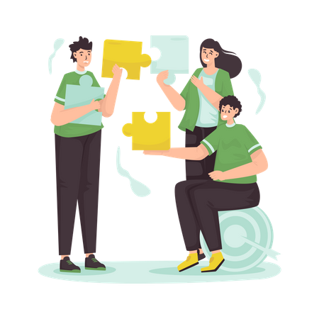 Connecting puzzle pieces  Illustration