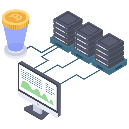 Serveur Bitcoin et connectivité d'affichage  Illustration