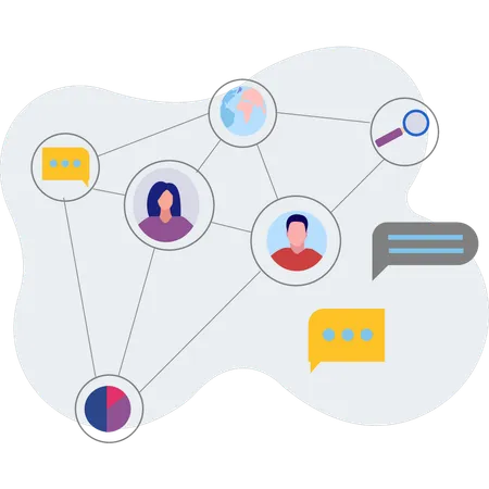 Connessione in chat globale tra le persone  Illustration