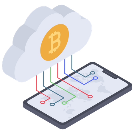 Connexion Bitcoin au cloud numérique  Illustration