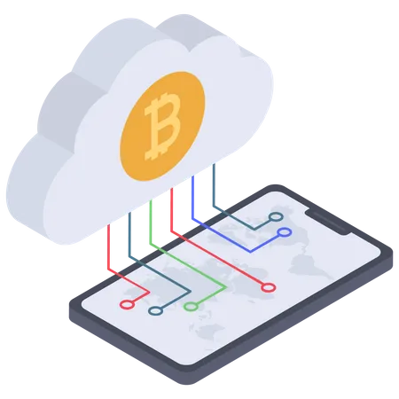 Connexion Bitcoin au cloud numérique  Illustration