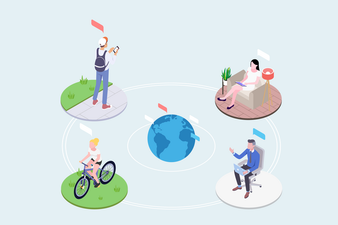 Connexion facile et globale des personnes en tout lieu  Illustration