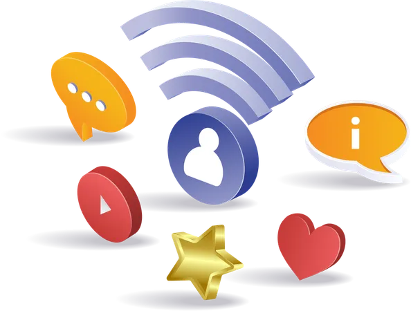 Connexion Wifi, conversation et interaction en ligne  Illustration