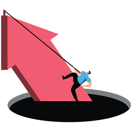 Conquering adversity climbing huge arrow  Illustration