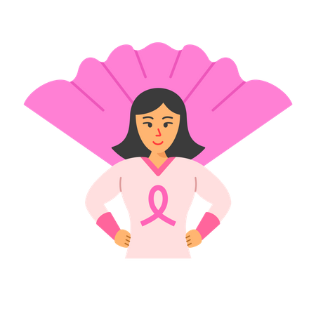 Conscientização sobre o câncer de mama de super-heróis  Ilustração