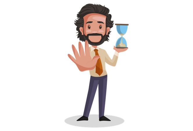 Conseiller en investissement indien tenant un sablier  Illustration