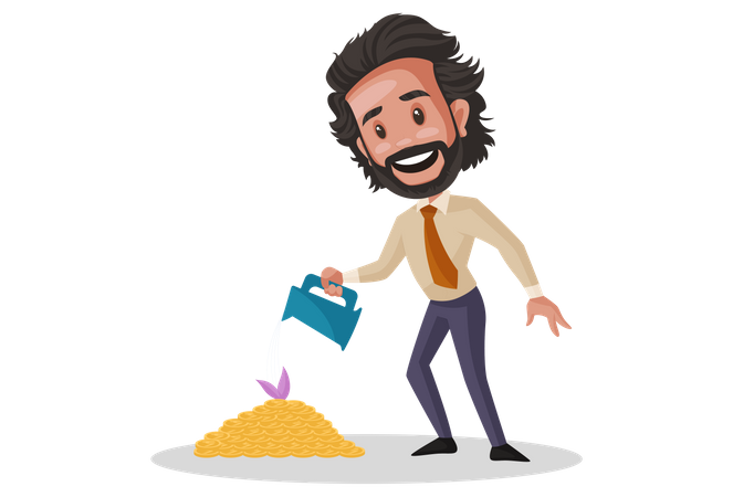 Conseiller en investissement investissant dans l'or  Illustration