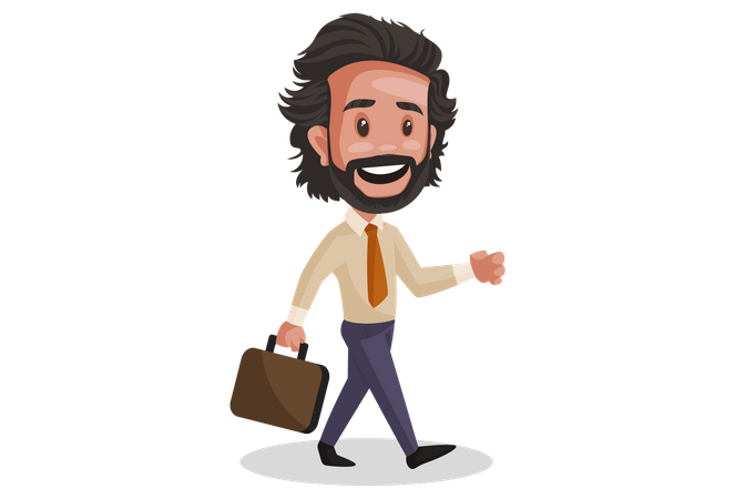 Conseiller en investissement marchant avec une mallette à la main  Illustration