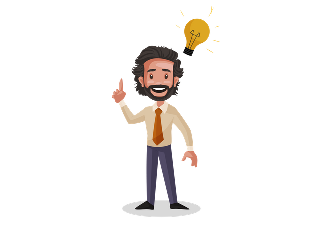 Conseiller en investissement pensant à une idée innovante  Illustration