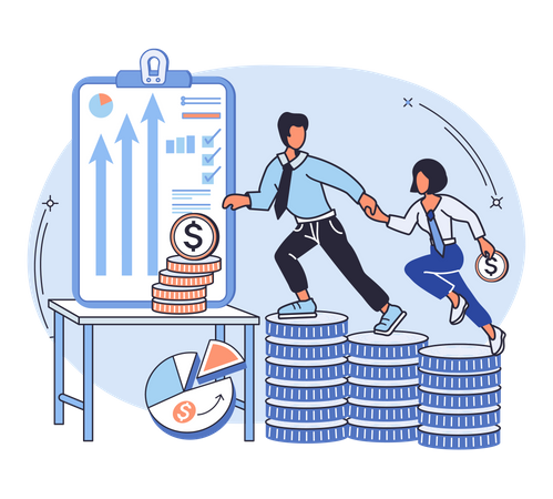 Conseiller financier donnant des conseils sur l'argent d'investissement  Illustration