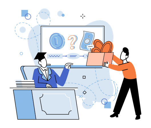 Conseiller financier donnant des conseils sur l'investissement  Illustration