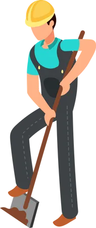 Constration worker with shovel Illustration