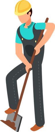 Constration worker with shovel  Illustration