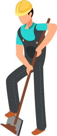 Constration worker with shovel  Illustration