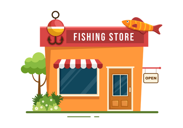 Prédio de loja de pesca  Ilustração