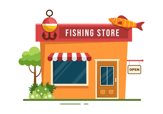 Prédio de loja de pesca  Ilustração