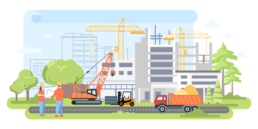 Construcción de edificio  Illustration