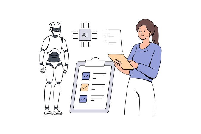 Constructing idea of artificial intelligence in modelings  Illustration