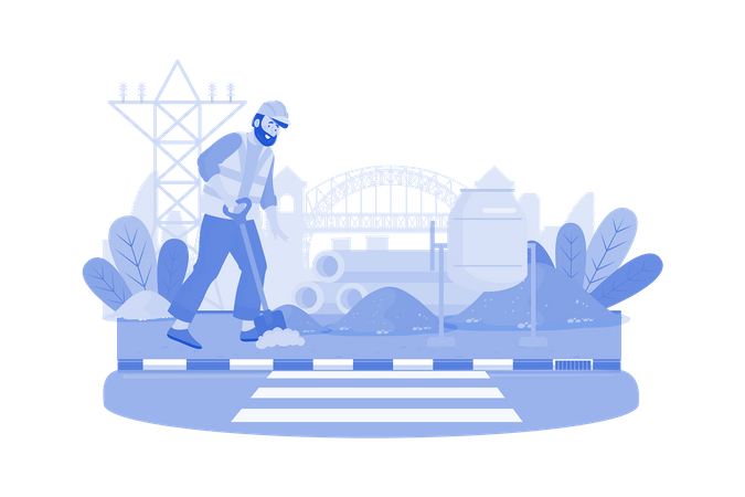 Construction company constructs new highway for transportation  イラスト