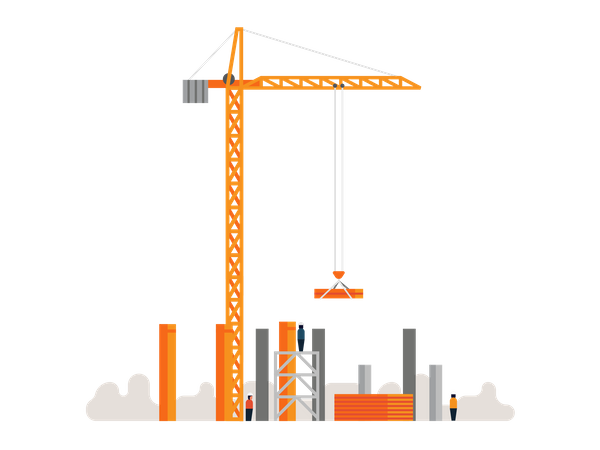Construction crane lifting material Illustration