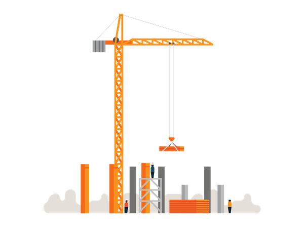 Construction crane lifting material  Illustration