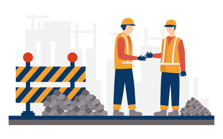 Construction engineer at Construction project  Illustration