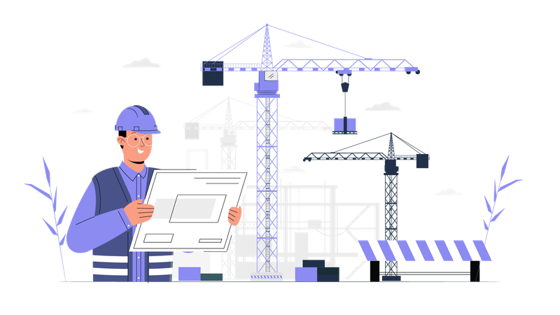 Construction Engineer on site  Illustration