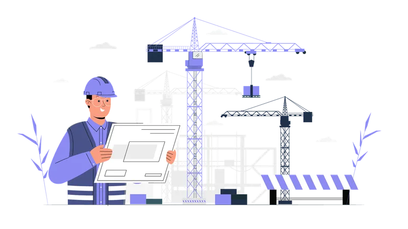 Construction Engineer on site  Illustration